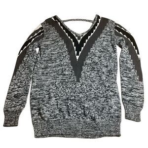 Urban Outfitters ecote Long Sleeve Long V-neck Southwestern Print Angora Blend P